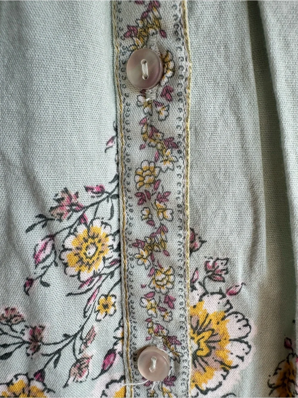 LC Lauren Conrad Mint Green Blouse with Yellow Floral Trim - Picture 2 of 6